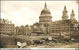 St.Paul's from Paternoster Rd after bombing