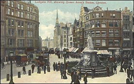 Ludgate Hill and Queen Anne's Statue 1916