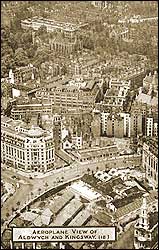 Aeroplane View of Aldwych and Kingsway c1910