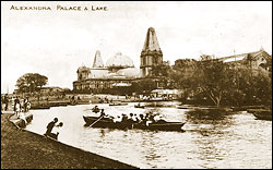 Alexandra Palace and lake 1924